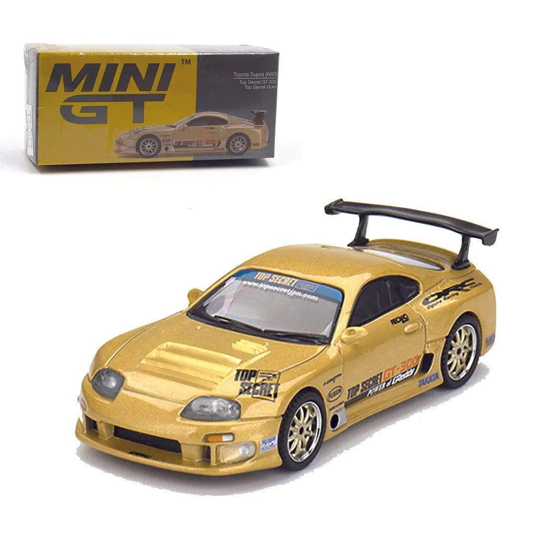 Mini GT 1:64 Toyota Supra A80 – Top Secret GT-300 (Gold, RHD) - Jaiman Toys