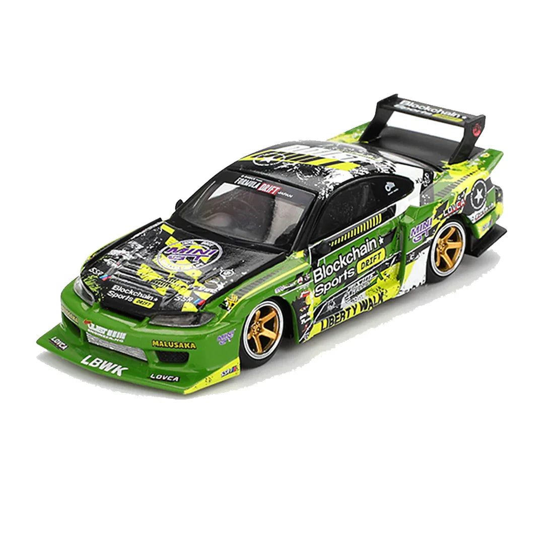 Mini GT 1:64 Nissan LB-Super Silhouette S15 Silvia #555 V2 2024 Formula Drift Japan RHD – Diecast Scale Model Car Collectible