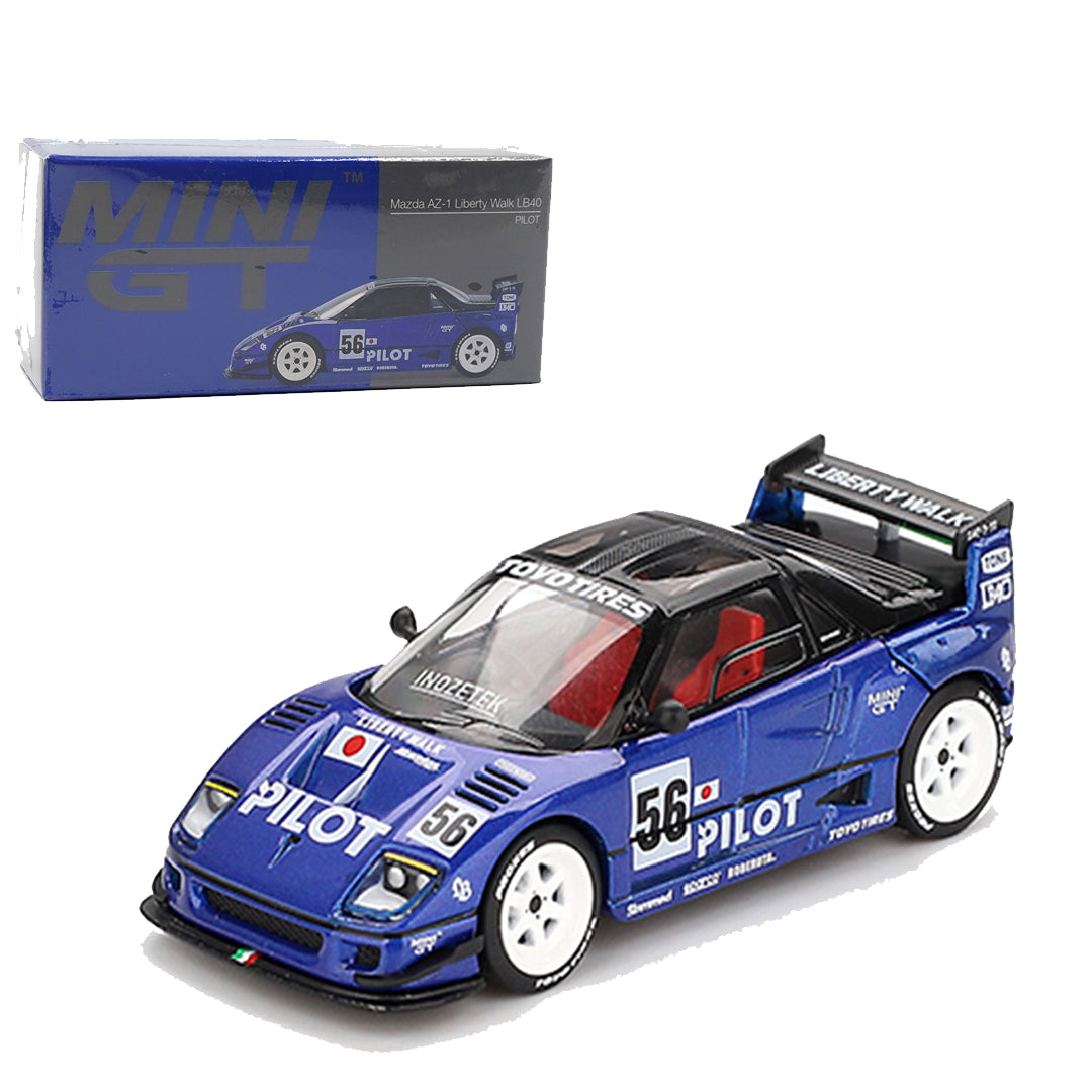 Mini GT 1:64 Aston Martin AMR24 #18 Lance Stroll F1 2024 + Mazda AZ-1 Liberty Walk LB40 Diecast Combo