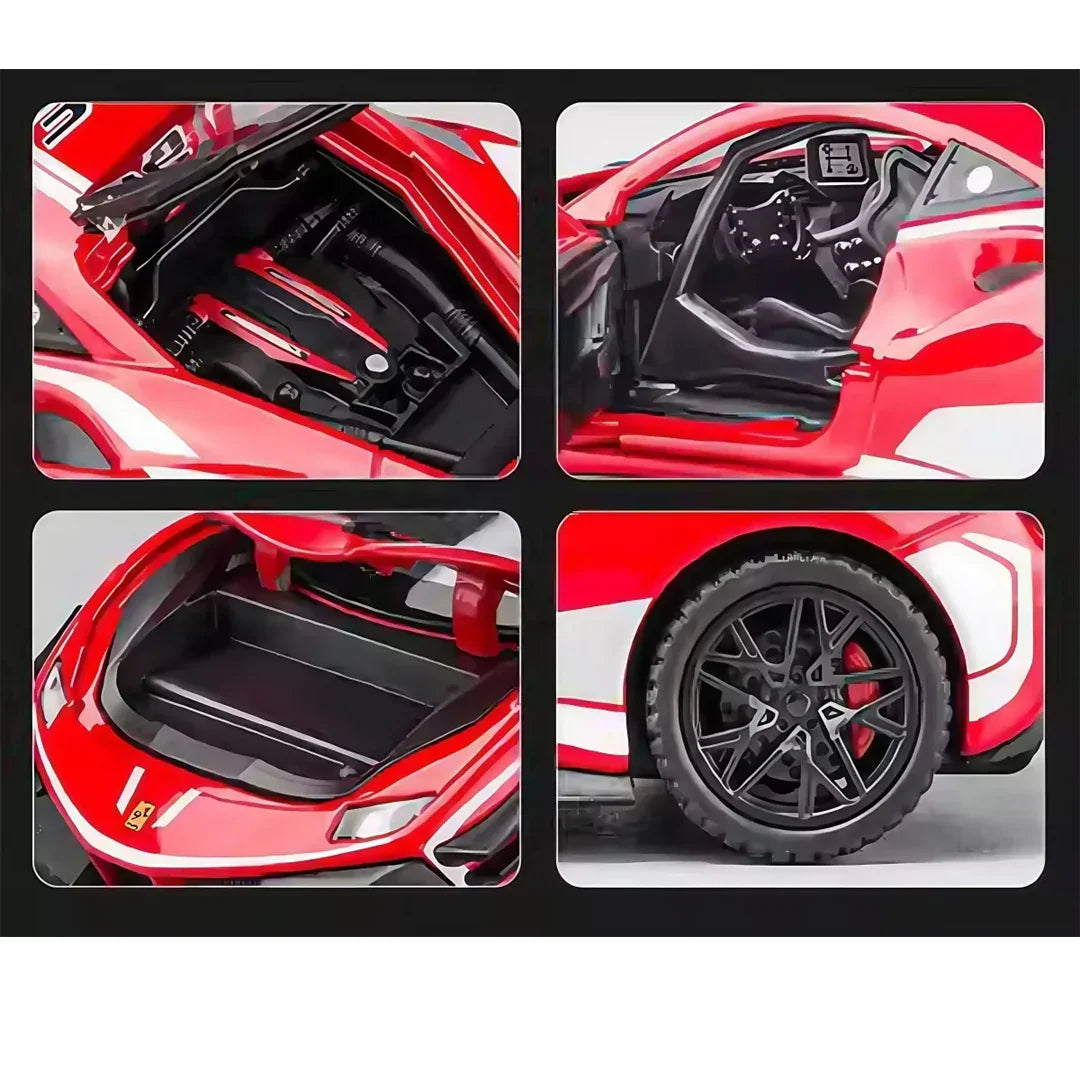 Ferrari Collection 1:32 Die-Cast Toy Cars with Sound, Light & Display Base – Pull Back Model Car Gifts for Kids - Jaiman Toys