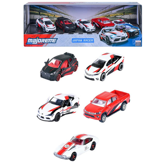 Majorette Japan Racer Die-Cast Car Set (5 Cars) | Toyota Licensed JDM Racing Models | Metal Body | 1:64 Scale | 3+ Years