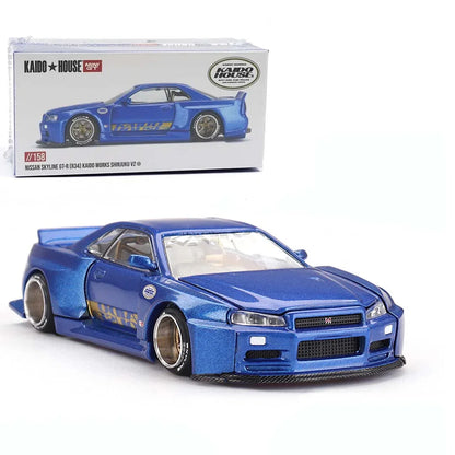 Mini GT 1/64 Nissan Skyline GT-R R34 Kaido Works V2 Aero "Shinjuku V2" Diecast Scale Model Car - Jaiman Toys