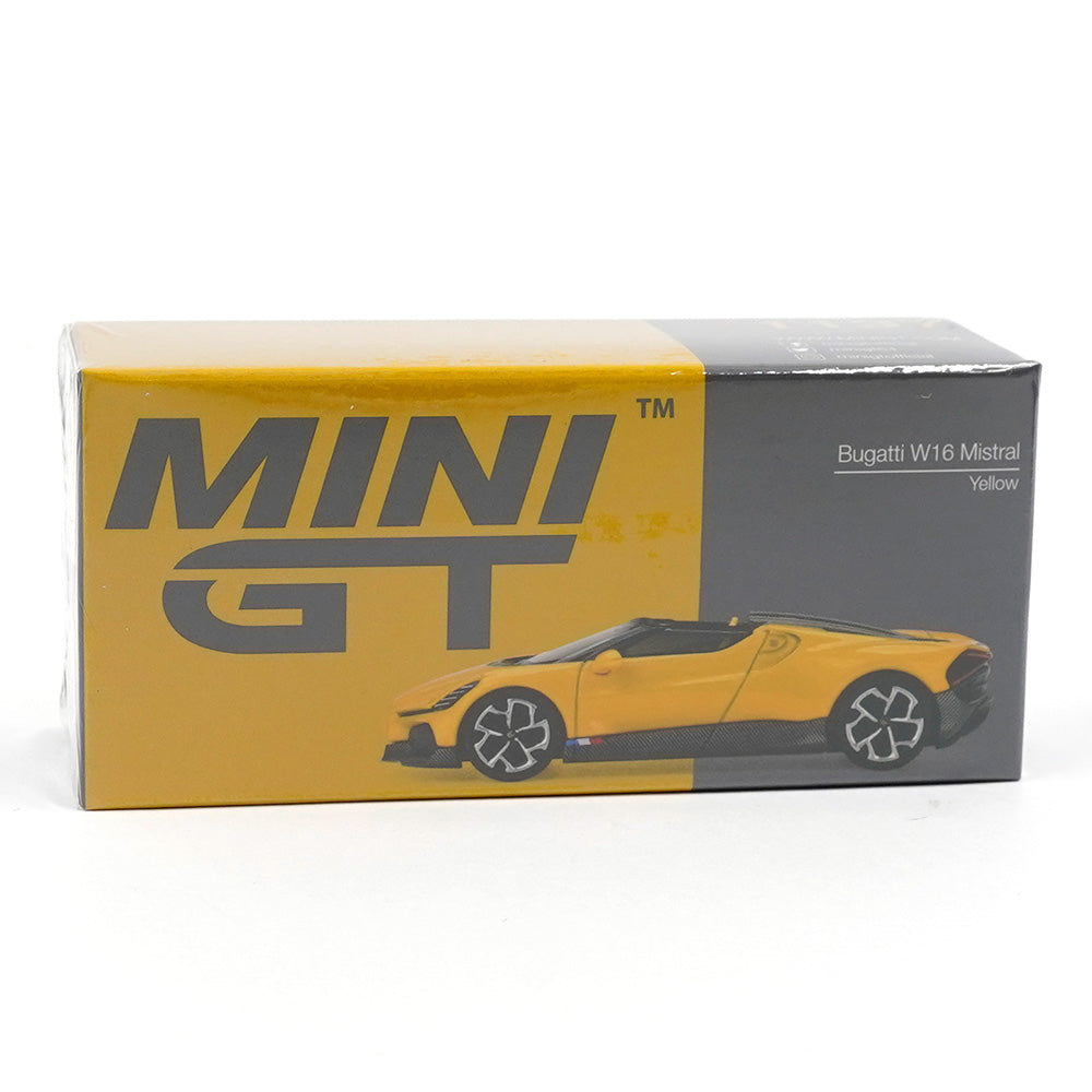 MINI GT 1:64 Bugatti W16 Mistral Yellow LHD Diecast Scale Model Car