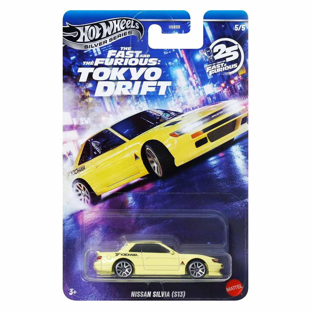 Hot Wheels Silver Series 1:64 Fast & Furious Tokyo Drift Nissan Silvia (S13) Diecast Car | 25 Years Anniversary Collection