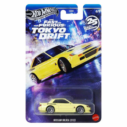 Hot Wheels Silver Series 1:64 Fast & Furious Tokyo Drift Nissan Silvia (S13) Diecast Car | 25 Years Anniversary Collection