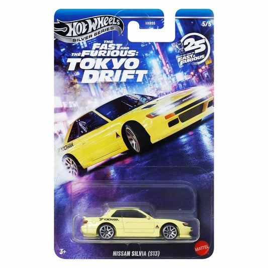 Hot Wheels Silver Series 1:64 Fast & Furious Tokyo Drift Nissan Silvia (S13) Diecast Car | 25 Years Anniversary Collection