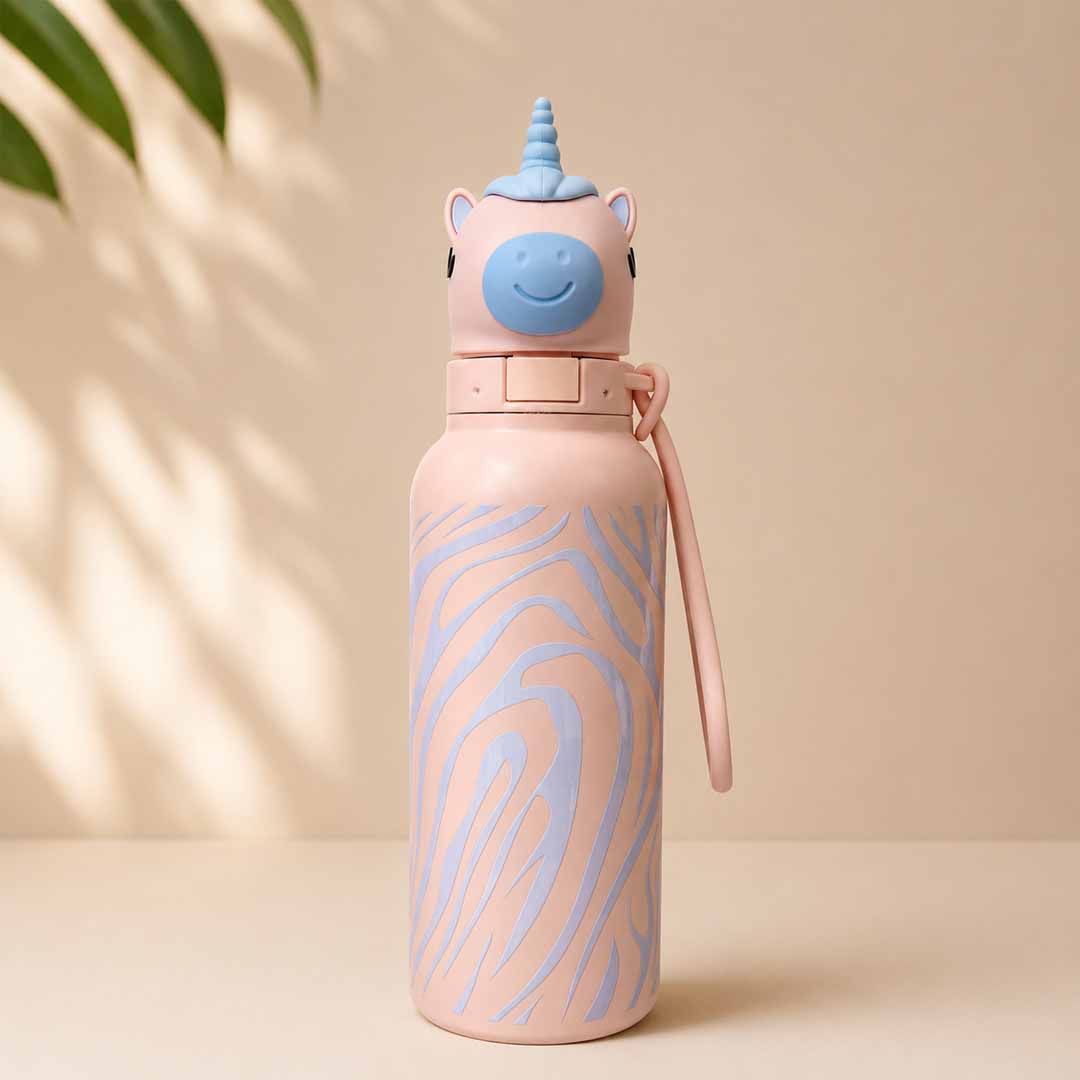 AFRESH 365 Unicorn Collection Stainless Steel Vacuum Insulated Water Bottle 560ml (19oz) | Leakproof Kids Bottle with Straw Lid, Carry Strap & Double Wall Insulation