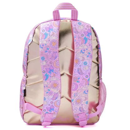 SMIGGLE Cosmos Classic Backpack – 16 Inch | Holographic Sequins & Iridescent Golden Pink Finish