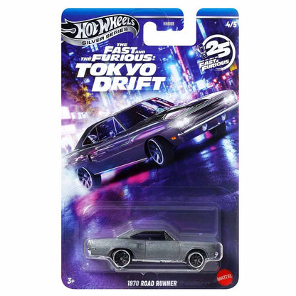 Hot Wheels Silver Series 1:64 Fast & Furious Tokyo Drift 1970 Road Runner Diecast Car | 25 Years Anniversary Collection