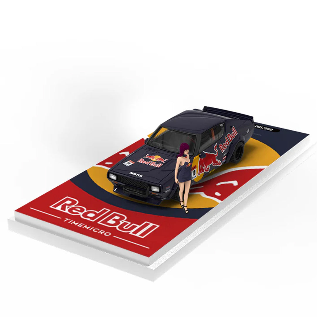 Time Micro 1:64 Nissan Skyline Hakosuka Red Bull Livery Diecast Model with Display Base & Figure