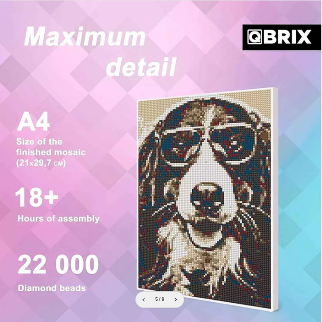 QBRIX A4 Vintage Personalised Diamond Painting Mosaic Art , 22000 Crystals| DIY Custom Craft Kit