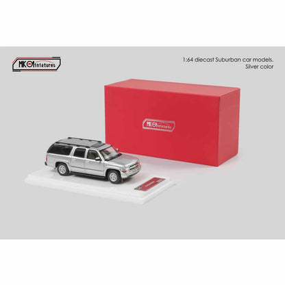 MK Miniatures 1:64 Chevrolet Suburban Silver Die-Cast Model Car | Premium SUV Collector Edition