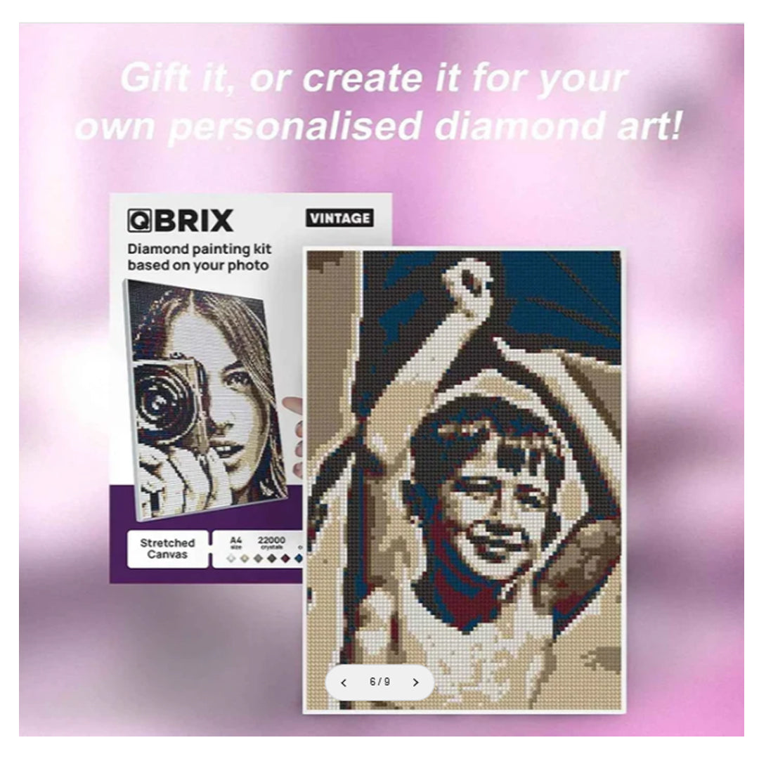 QBRIX A4 Vintage Personalised Diamond Painting Mosaic Art , 22000 Crystals| DIY Custom Craft Kit