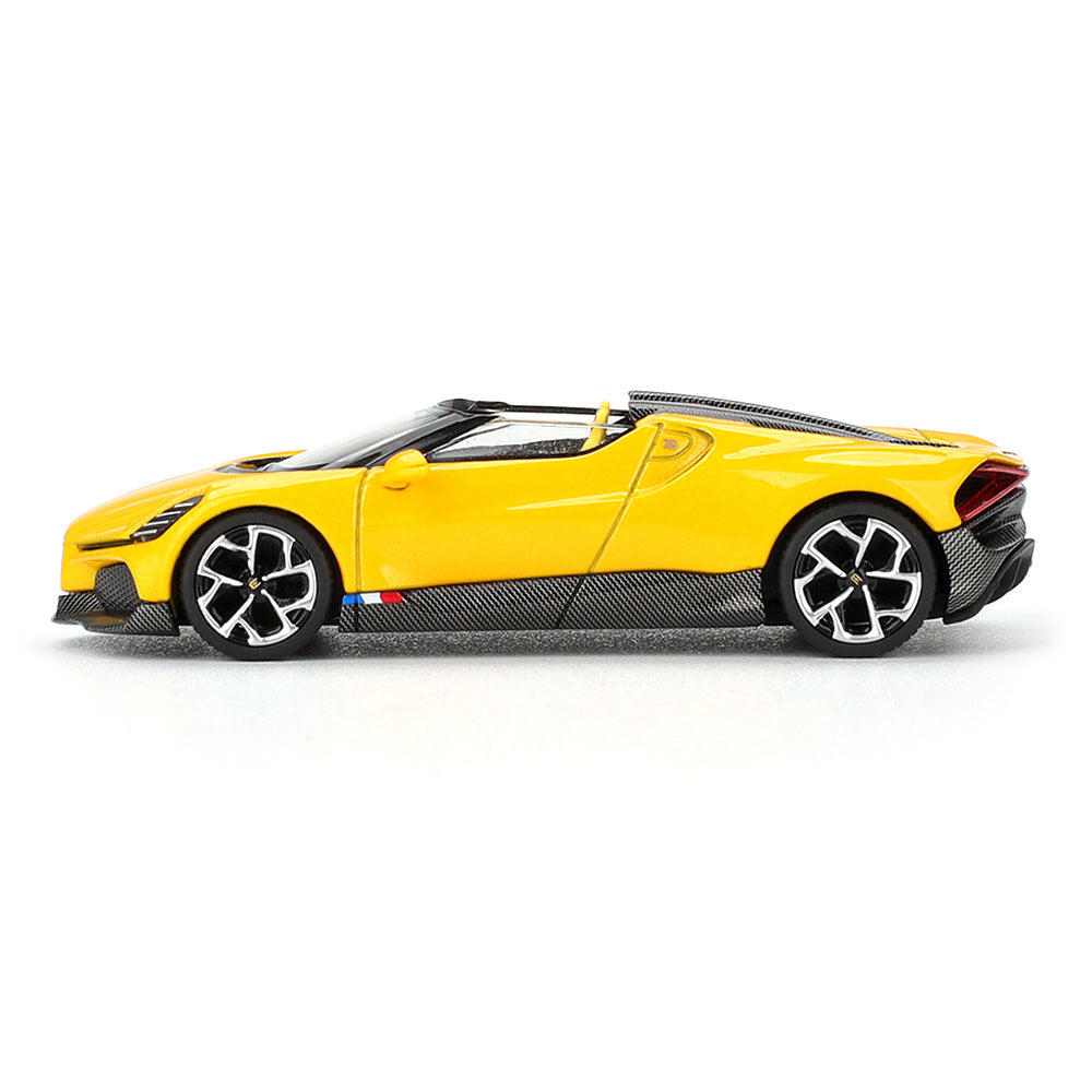 MINI GT 1:64 (Blister Pack) Bugatti W16 Mistral Yellow LHD Diecast Scale Model Car