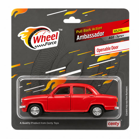 Centy Wheel Force Ambassador Pull Back Action Die-Cast Toy Car with Openable Doors | Classic Collectible Car for Kids | Assorted Colours | BGX