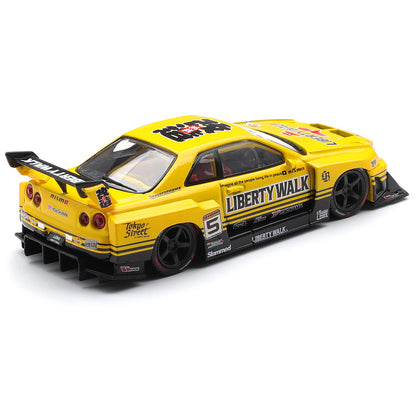 MINI GT 1:64 Nissan LB-ER34 Super Silhouette Skyline Sport Yellow Diecast Model Car | MGT1182 | Collector Box