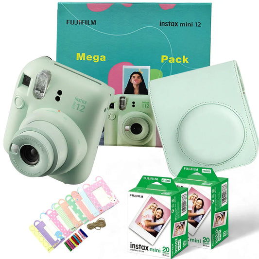 Instax Mini 12 Mega Pack – Giftable Box with Camera, Case, Films & Display Kit! - Mint Green - Jaiman Toys