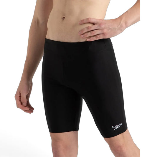 Speedo Essential Jammer Men’s Swimwear – Black | Chlorine Resistant Swimming Jammer with Shape Retention & UPF 40+ Protection