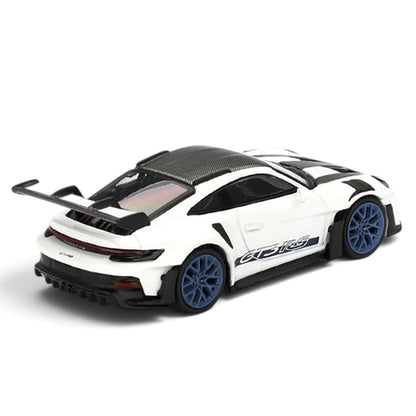 MINI GT 1:64 Porsche 911 GT3 RS Weissach Package – White with Indigo Blue | Premium Die-Cast Collectible Model Car