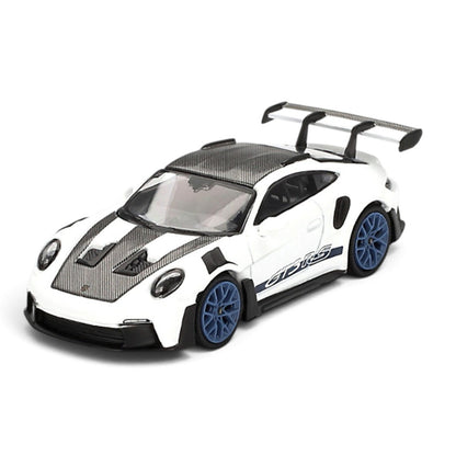 MINI GT 1:64 Porsche 911 GT3 RS Weissach Package – White with Indigo Blue | Premium Die-Cast Collectible Model Car