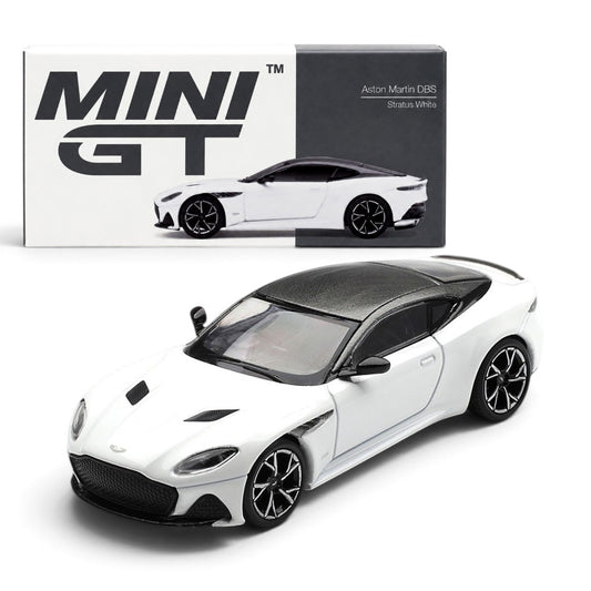 MINI GT 1:64 Aston Martin DBS Stratus White | Premium Die-Cast Collectible Model Car