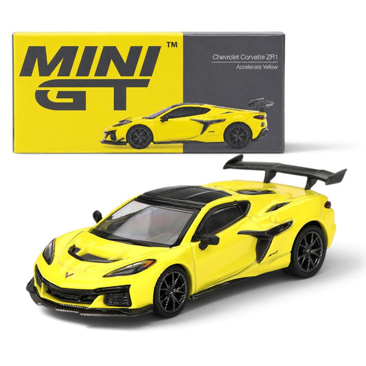MINI GT 1:64 Chevrolet Corvette ZR1 Accelerate Yellow | Premium Die-Cast Collectible Model Car
