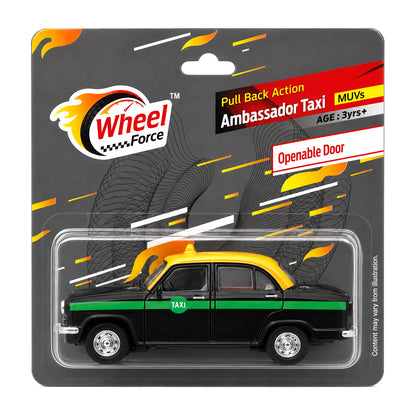 Centy Wheel Force Ambassador Taxi Pull Back Action Die-Cast Toy Car with Openable Doors | Classic Taxi Model for Kids | 3+ Years | BGX