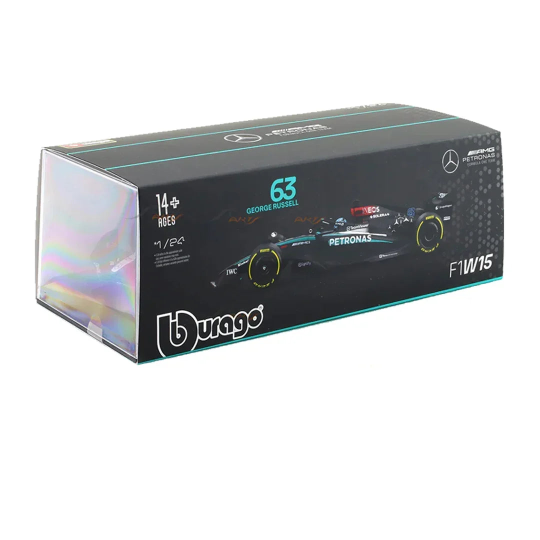Bburago 1:24 Mercedes-AMG W15 #63 George Russell 2024 F1 Diecast Model Car – Official Licensed Formula 1 Replica