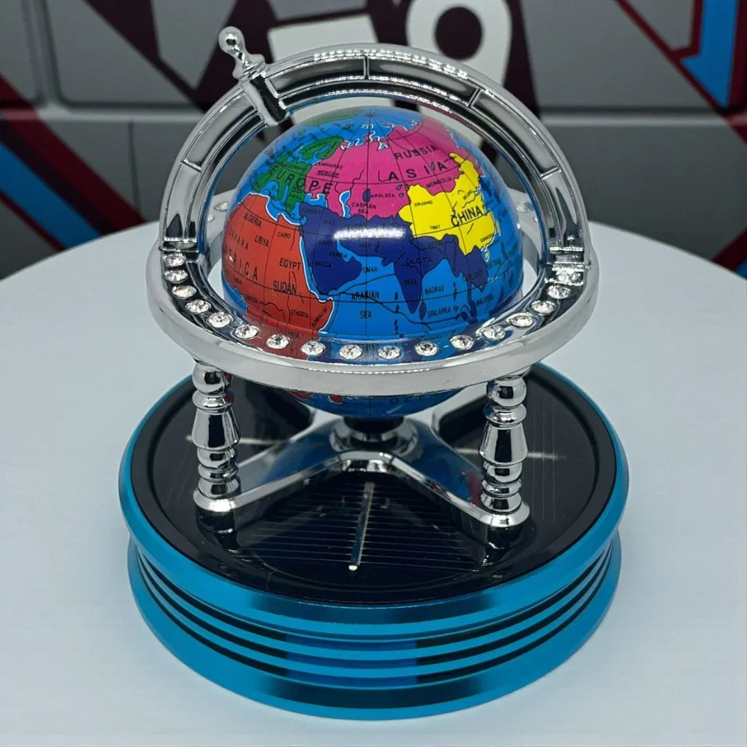 Globe Alloy Solar Energy Spinning Car Aromatherapy Air Freshener with Perfume Liquid – Fragrance Dashboard Air Purifier