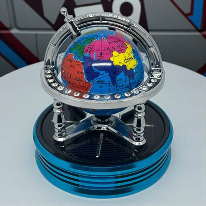 Globe Alloy Solar Energy Spinning Car Aromatherapy Air Freshener with Perfume Liquid – Fragrance Dashboard Air Purifier