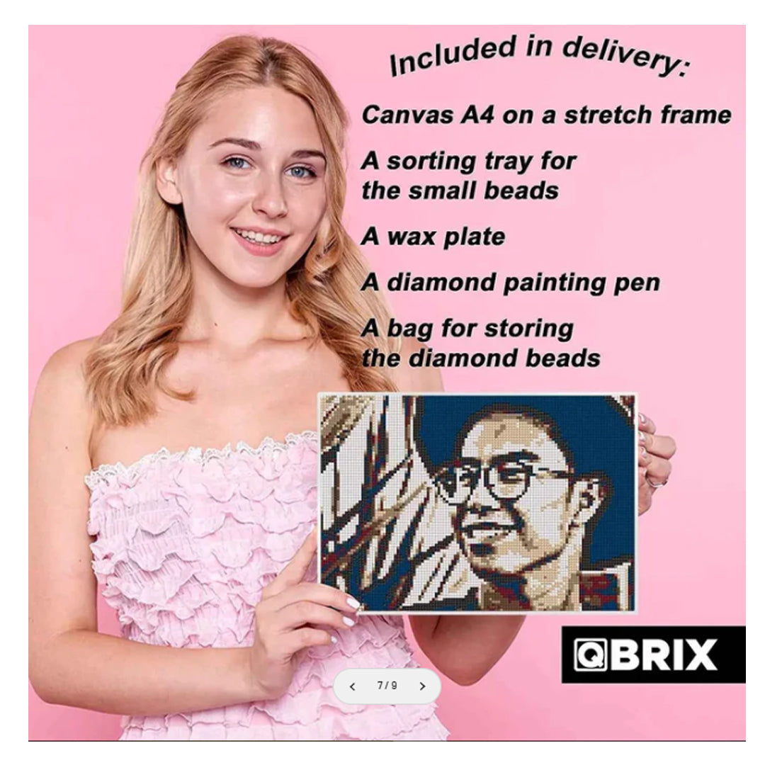 QBRIX A4 Vintage Personalised Diamond Painting Mosaic Art , 22000 Crystals| DIY Custom Craft Kit