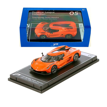 PosterCars 1:64 Koenigsegg Jesko Absolut 05 – Sweet Mandarin Acrylic Box | Hypercar League Collection Diecast Model - Jaiman Toys