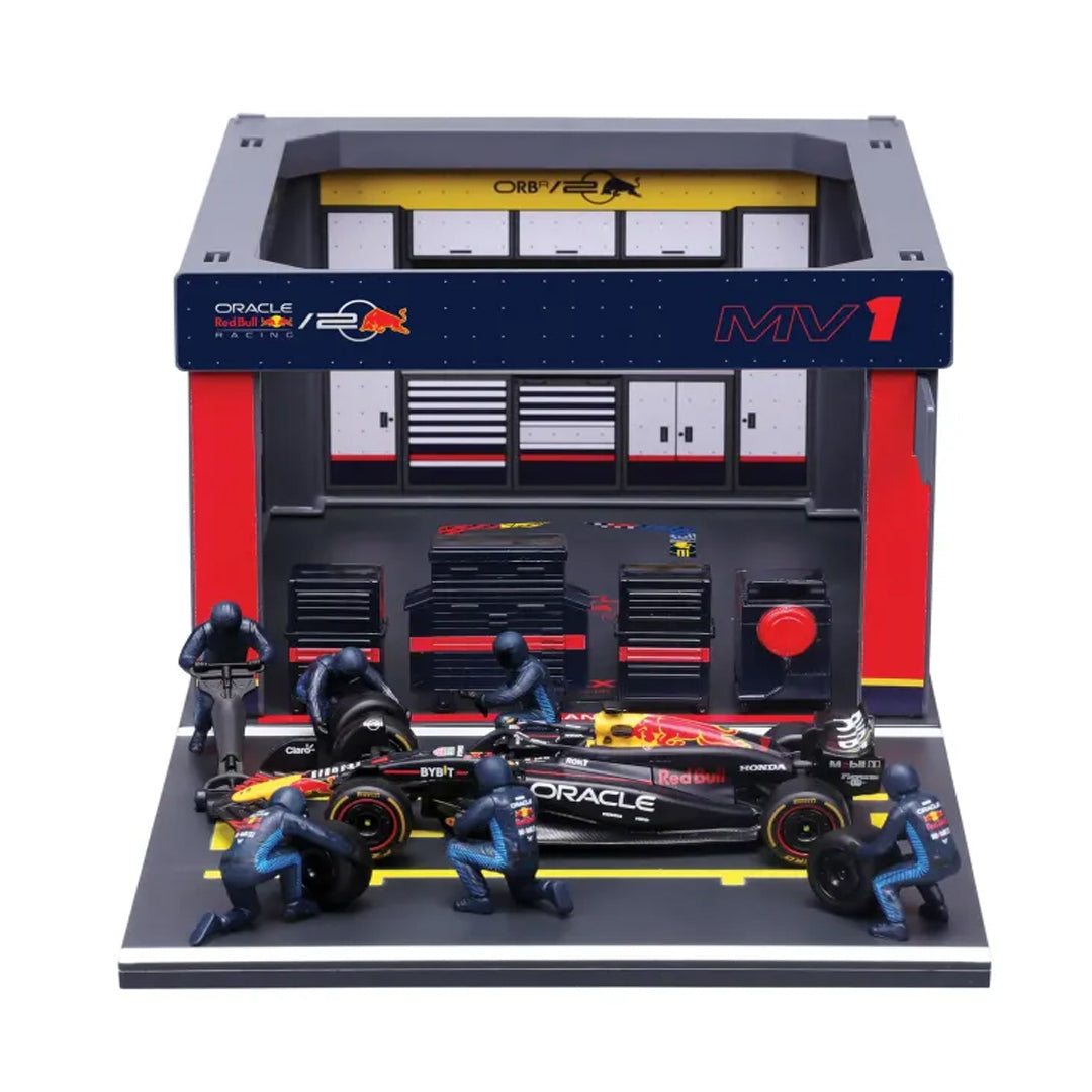 Bburago Oracle Red Bull Racing F1 Pit Pass Playset 1:43 Scale – RB19 Car with 6 Figures