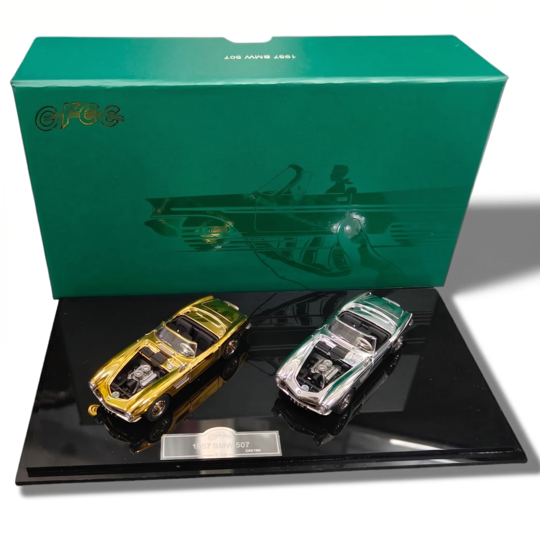 GFCC 1:64 BMW 507 Gold & Silver Plated Set Die-Cast Model Car Collection | Premium Collector Edition with 2 Variants