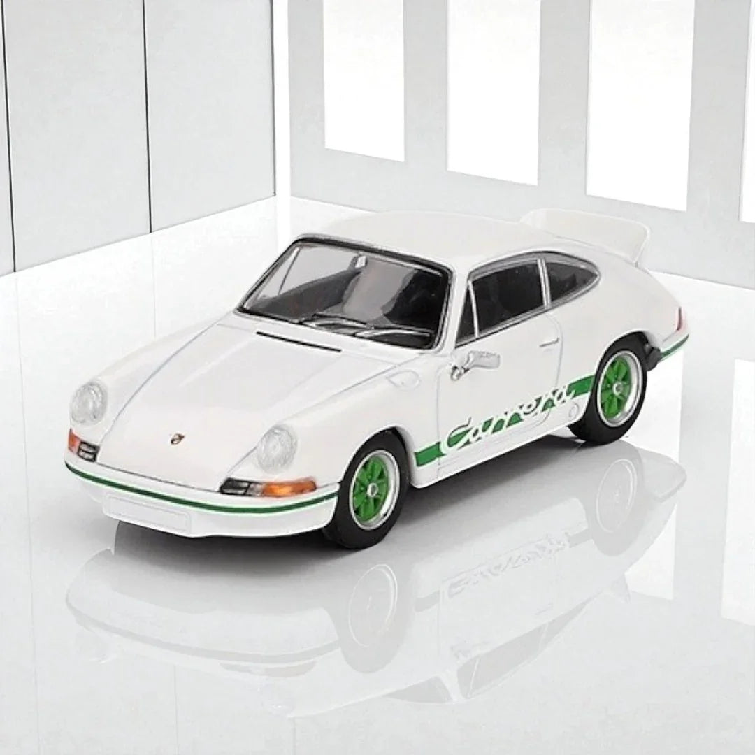 MINI GT 1:64 PORSCHE 911 CARRERA RS 2.7 GRAND PRIX WHITE/GREEN (MGT00801-R) - Jaiman Toys