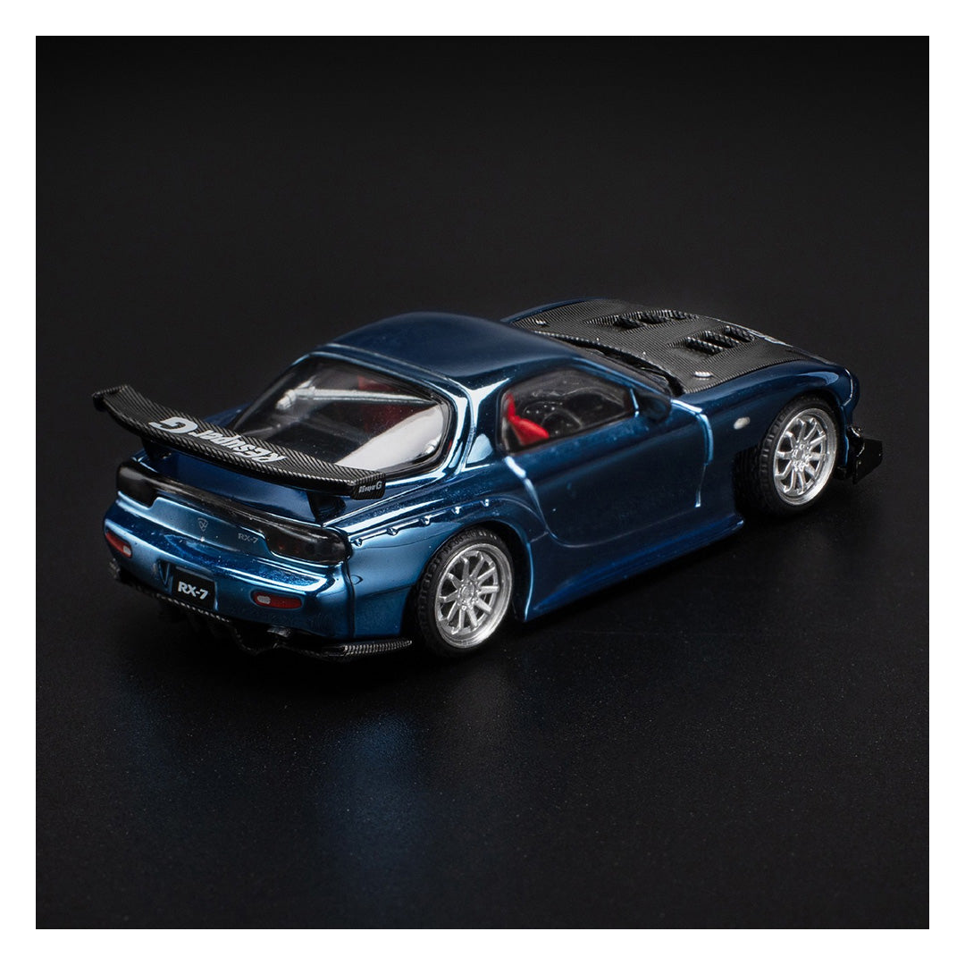 PARA64 Poprace 1:64 Mazda RX-7 RE-Amemiya Widebody Blue Chrome | Premium Diecast Model Car