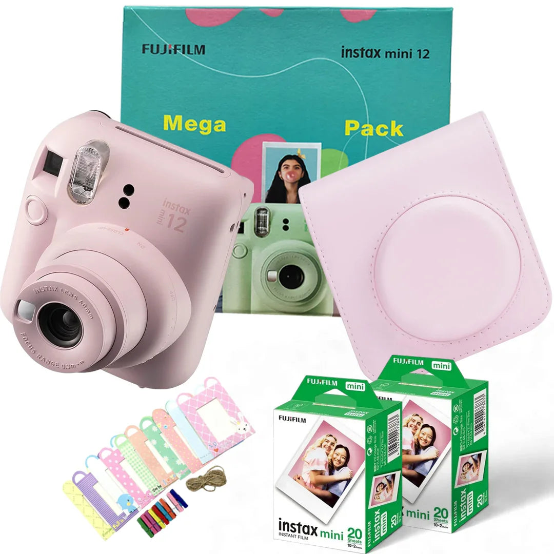 Instax Mini 12 Mega Pack – Giftable Box with Camera, Case, Films & Display Kit! - Pink - Jaiman Toys