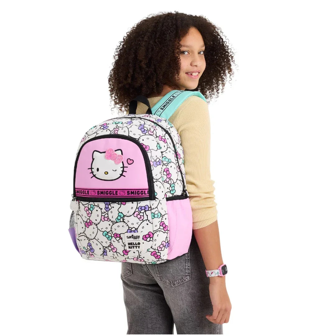 Smiggle 15-Inch Premium Hello Kitty Backpack – School Bag for Girls with Padded Straps