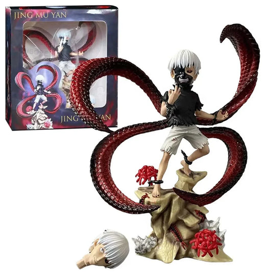 Ken Kaneki Tokyo Ghoul Anime Ultimate Action Figure – 18cm PVC Statue with Red Kagune & Interchangeable Head HW - Jaiman Toys