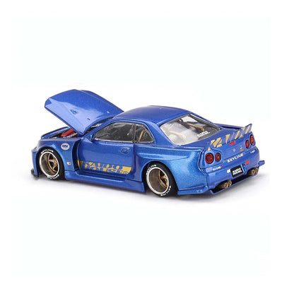 Mini GT 1/64 Nissan Skyline GT-R R34 Kaido Works V2 Aero "Shinjuku V2" Diecast Scale Model Car - Jaiman Toys