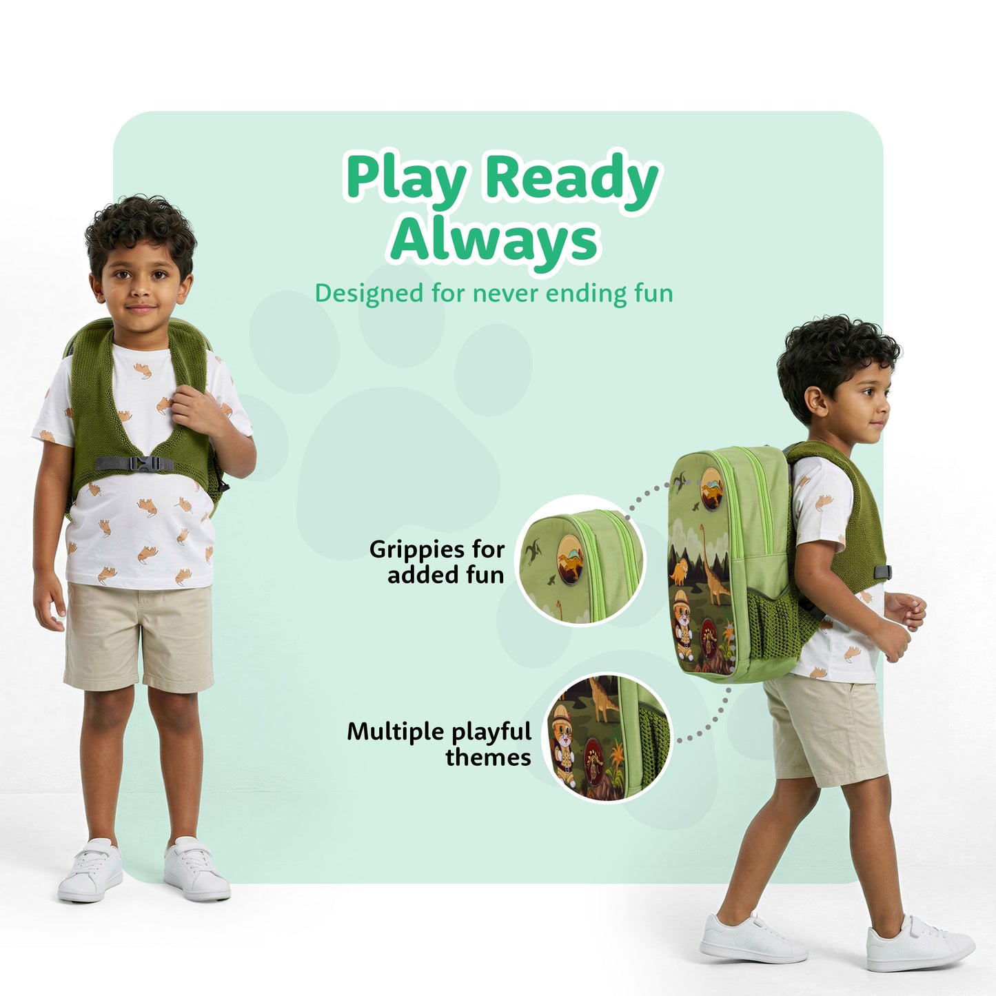 Filli & Me Filli Meets Dinosaurs HugBag | 17L Kids School Backpack for Ages 6–7 Years | Lightweight School & Travel Bag