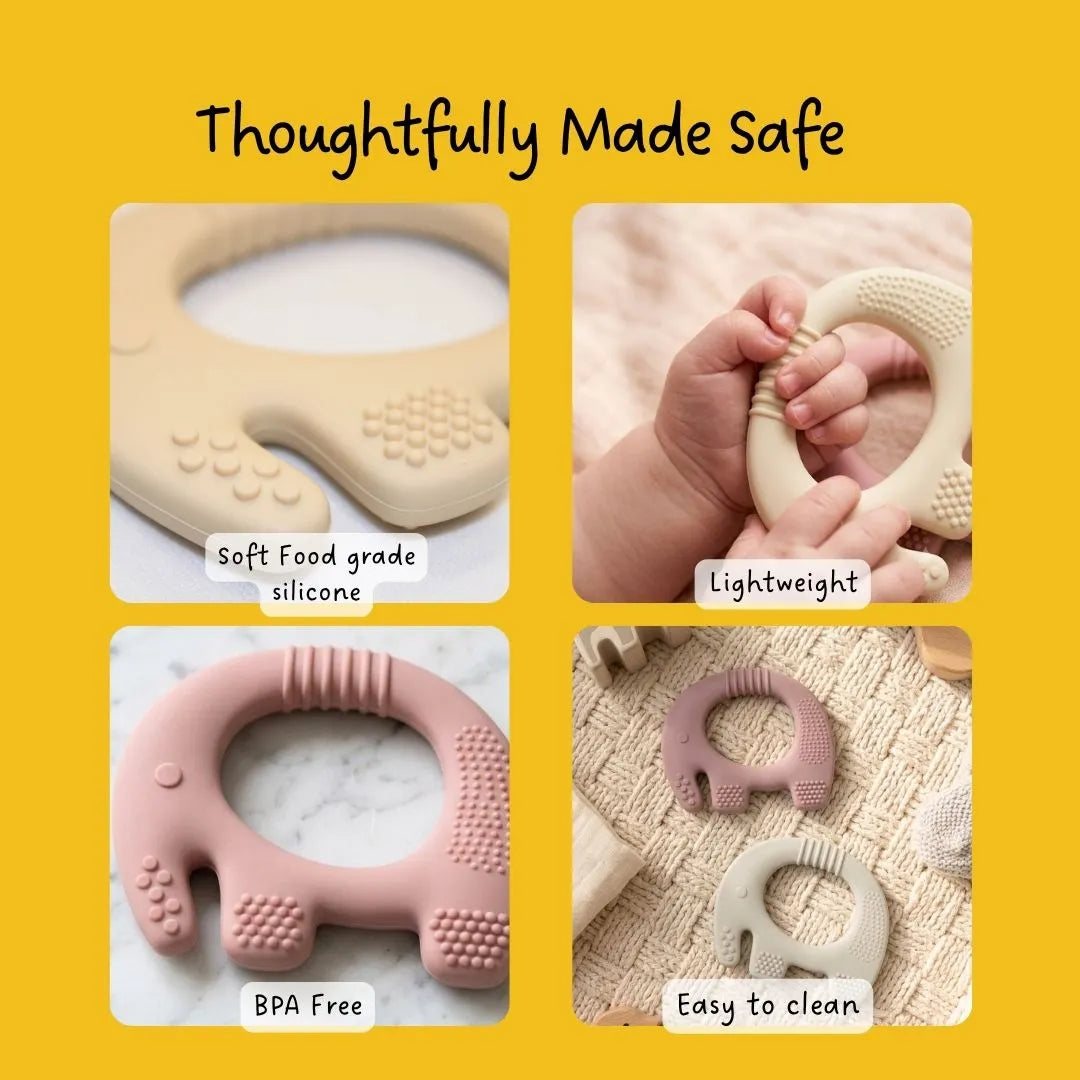 LiLLBUD Ellie Grip Teether Beige and Pink Set of 2