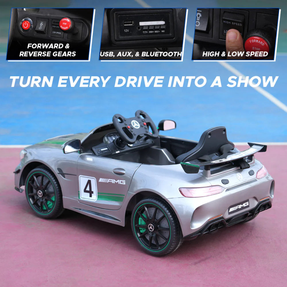 Emotorad Formula Fun Mercedes-AMG GT4 Ride-On Toy Car for Kids (Black) | Battery Operated Luxury Car