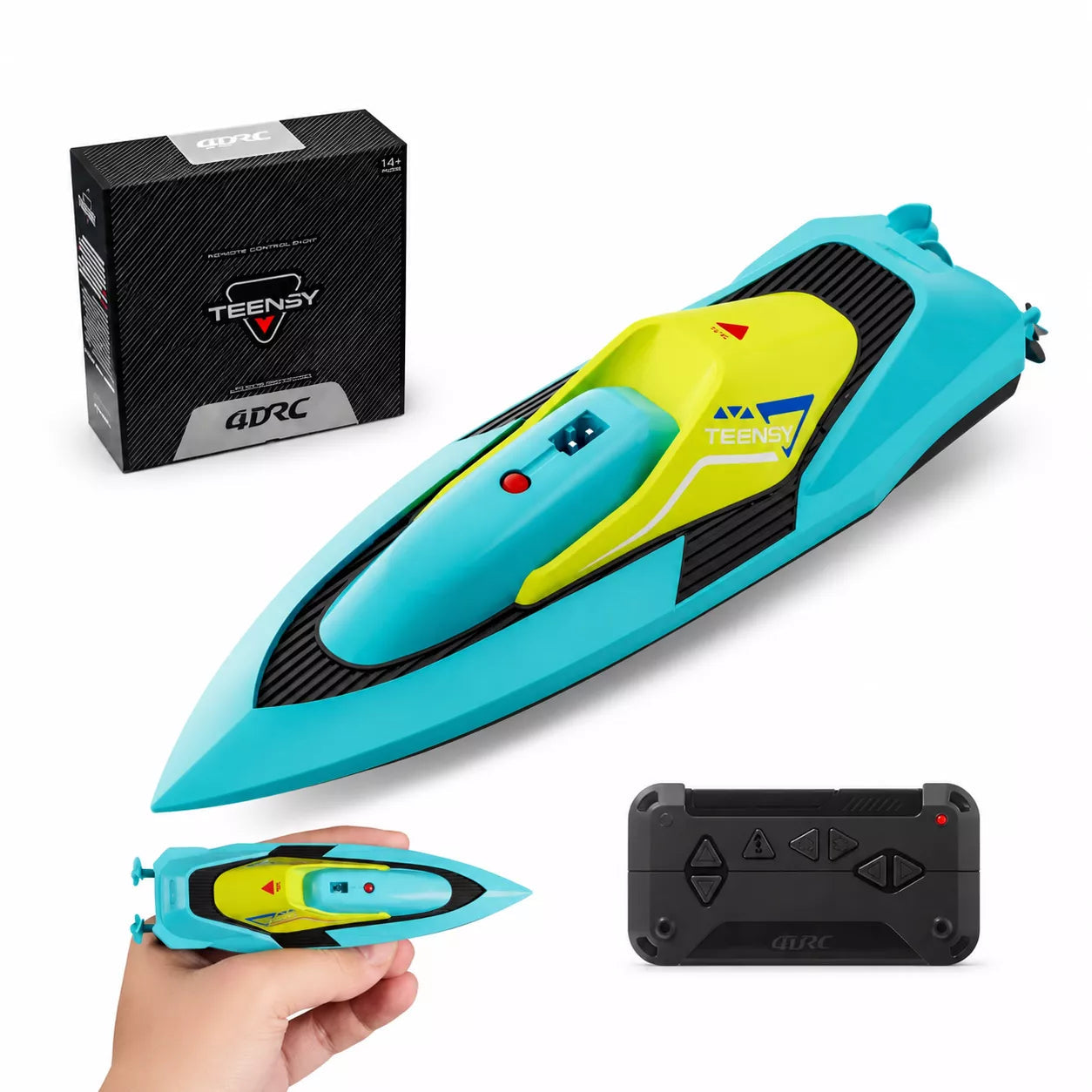 4DRC RC Racing Boat for Kids | 15 KM/H High-Speed 2.4GHz Remote Control Boat | Rechargeable Water Toy for Pools, Lakes & Rivers | 30 Min Playtime | Boys & Girls 8+ Years