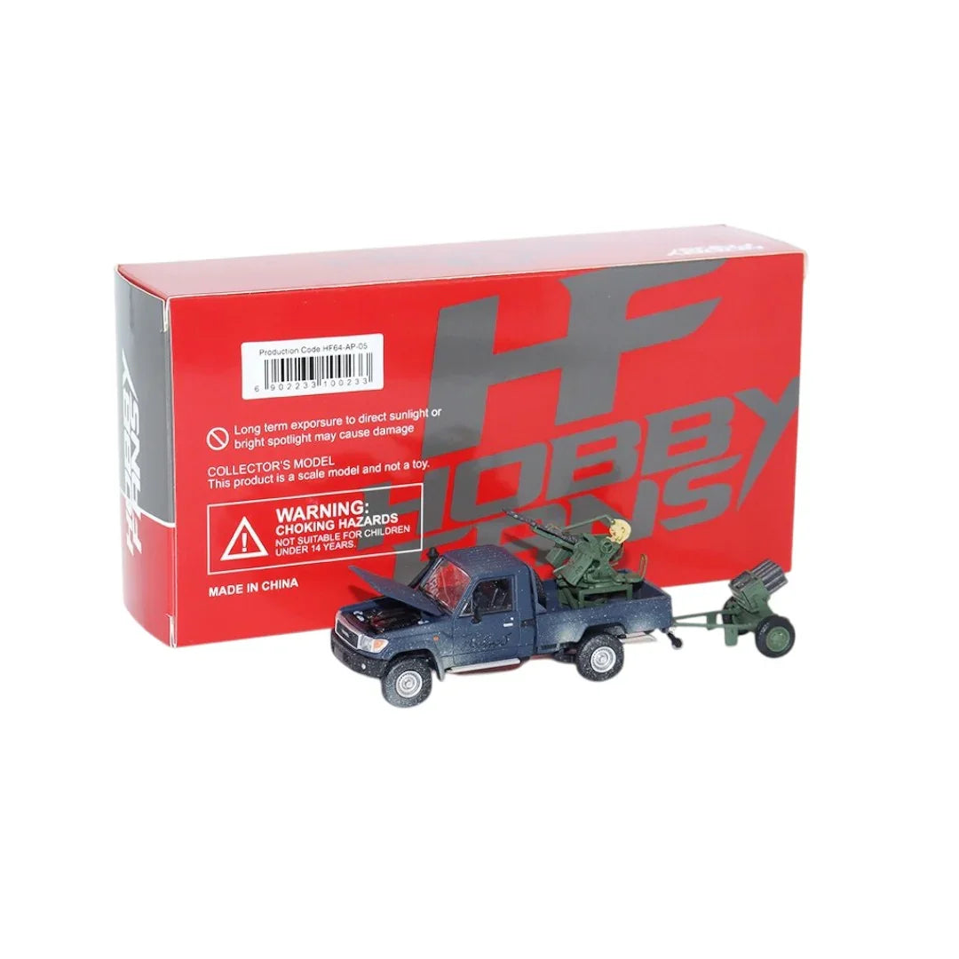 Hobby Fans 1:64 Toyota Pickup with Anti-Aircraft Gun & Mortar Trailer – Military Diecast Model - Jaiman Toys