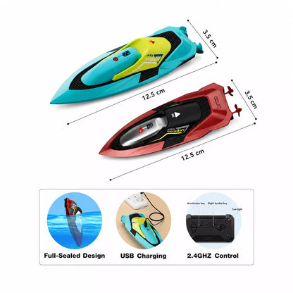 4DRC RC Racing Boat for Kids | 15 KM/H High-Speed 2.4GHz Remote Control Boat | Rechargeable Water Toy for Pools, Lakes & Rivers | 30 Min Playtime | Boys & Girls 8+ Years