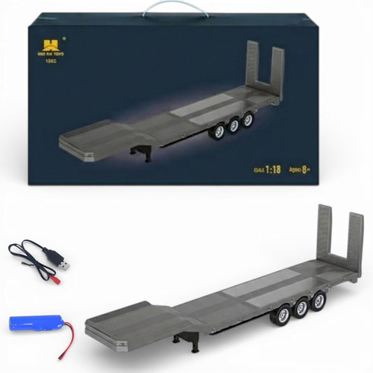 HUI NA TOYS 1:18 RC Semi-Trailer Flatbed for 770S Heavy Duty Tractor Truck | Remote Control Construction Truck Accessory