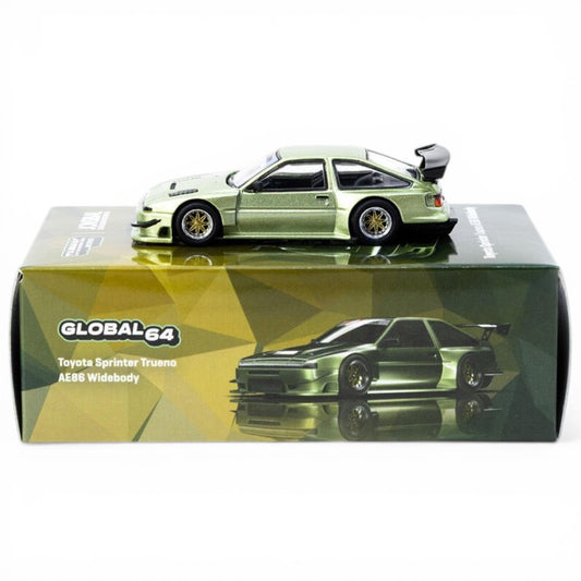 Tarmac Works GLOBAL64 1:64 Toyota Sprinter Trueno AE86 Widebody Green Diecast Model Car (T64G-060-GR)