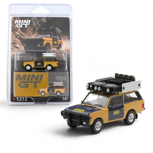 MINI GT 1:64 Range Rover 1981 Camel Trophy Sumatra Diecast SUV – H. Fischer & W. Bays, Blister Pack #1312