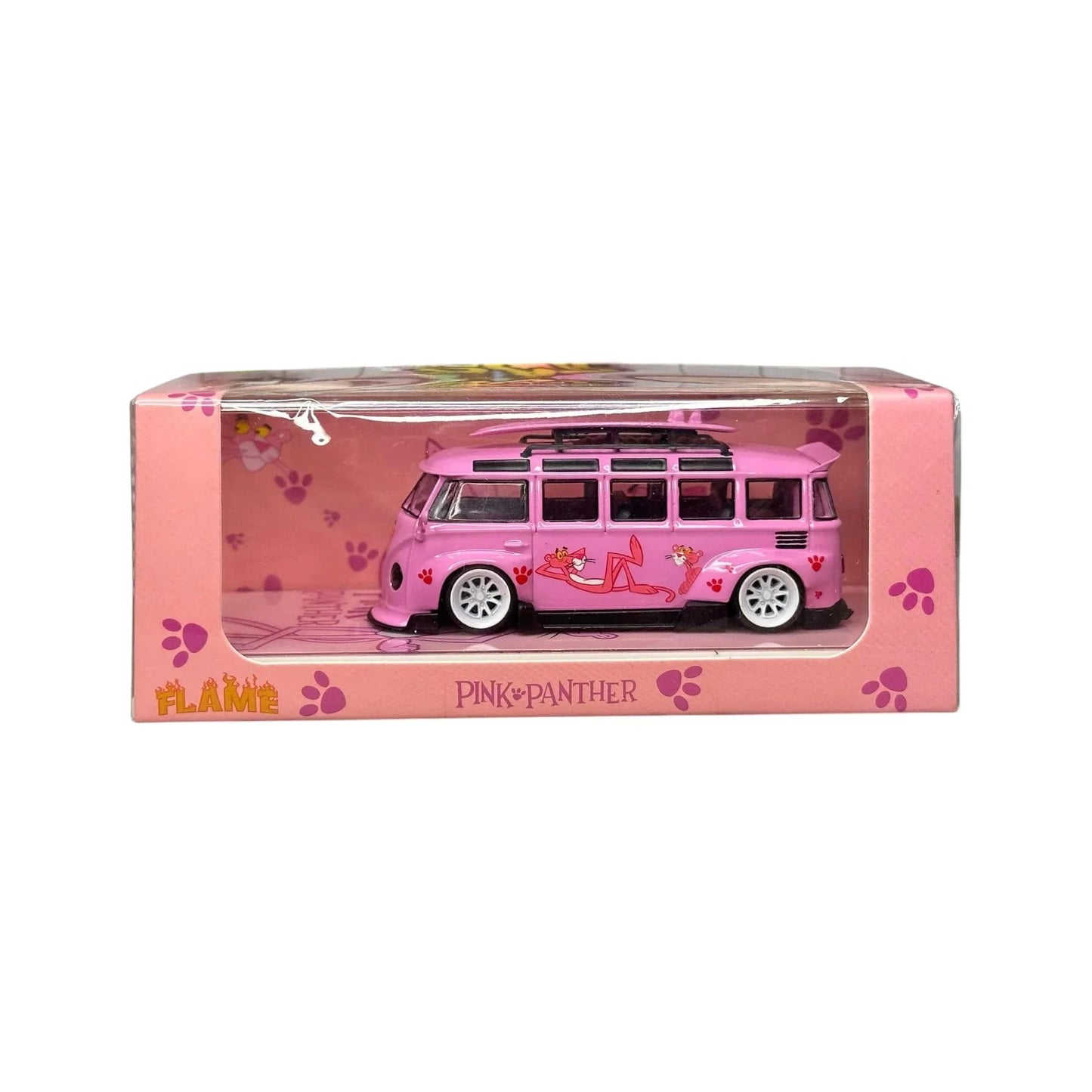 Flame Model 1:64 Volkswagen Bus – Pink Panther Edition (Pink) - Jaiman Toys